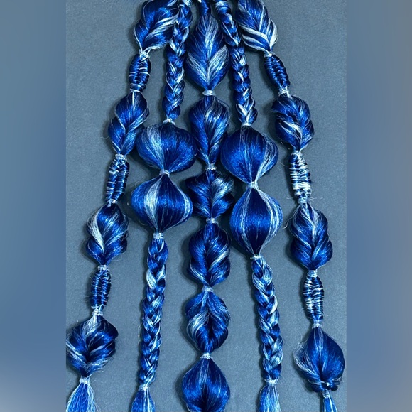 Blue and White Tie-in Rave Braids Festival Braids Hair Extensions Halloween - Picture 2 of 4